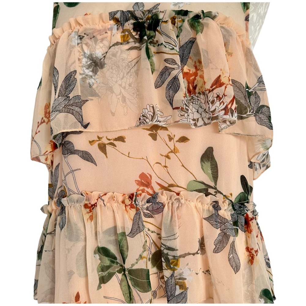 Maxsport NEW Tiered Ruffle Dress Chiffon Floral Peach Sleeveless  Size Medium - Picture 5 of 16